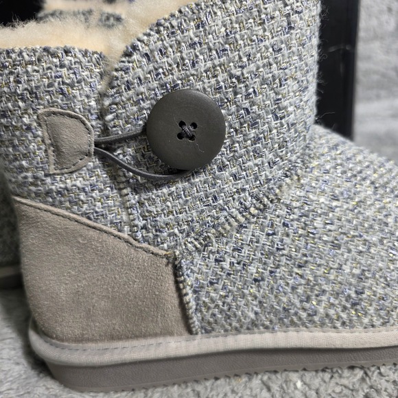 Bernie Mev Sheena Grey Shearling Lined Tweed Ankle Boots Booties 7.5 M EU 38 NEW - Picture 2 of 7